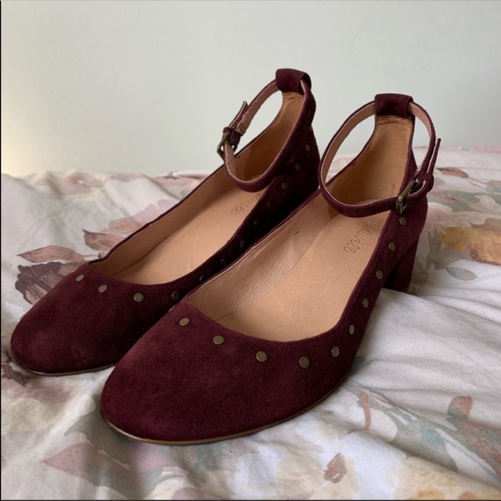 Madewell Wine Block Heels - Picture 1 of 8